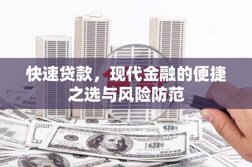 九龙快速贷款，现代金融的便捷之选与风险防范