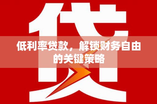 九龙低利率贷款，解锁财务自由的关键策略