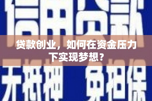 九龙贷款创业，如何在资金压力下实现梦想？