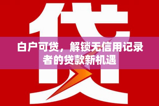 九龙白户可贷，解锁无信用记录者的贷款新机遇