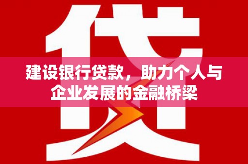 九龙建设银行贷款，助力个人与企业发展的金融桥梁