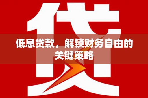 九龙低息贷款，解锁财务自由的关键策略