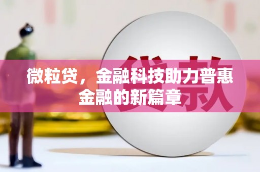九龙微粒贷，金融科技助力普惠金融的新篇章